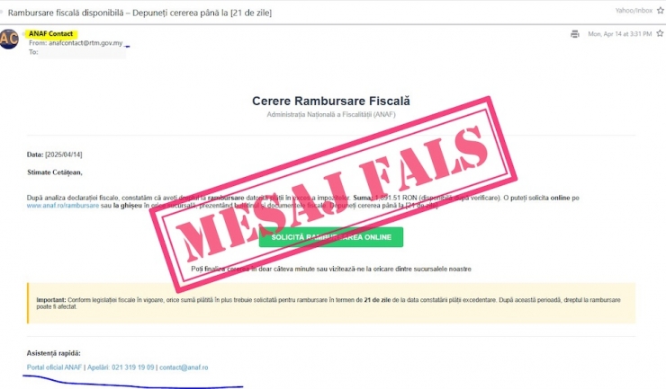 anaf atentioneaza cu privire la o noua campanie de e mailuri false 67fe8a5141788