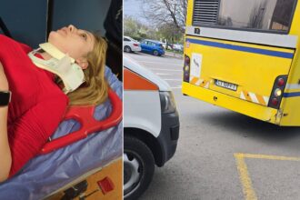 o tanara a fost prinsa intre usile unui autobuz ct bus de pe linia 48 apoi a cazut pe asfalt si a ajuns la spital din cauza neatentiei soferului 67fb6954104f5