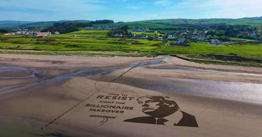 protest greenpeace pe terenul de golf trump turnberry din scotia timpul sa rezistam lupta impotriva dominatiei miliardarilor 681245767609a