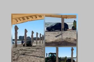 video imagini incredibile pe plaja la mamaia femeie blocata cu masina in nisip salvata de un utilaj al apelor romane 6811ff0a70f1f