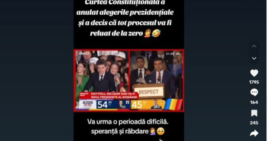 cna cere tiktok sa elimine un fake news care anunta ca alegerile au fost anulate de curtea constitutionala 682b647dd6f12