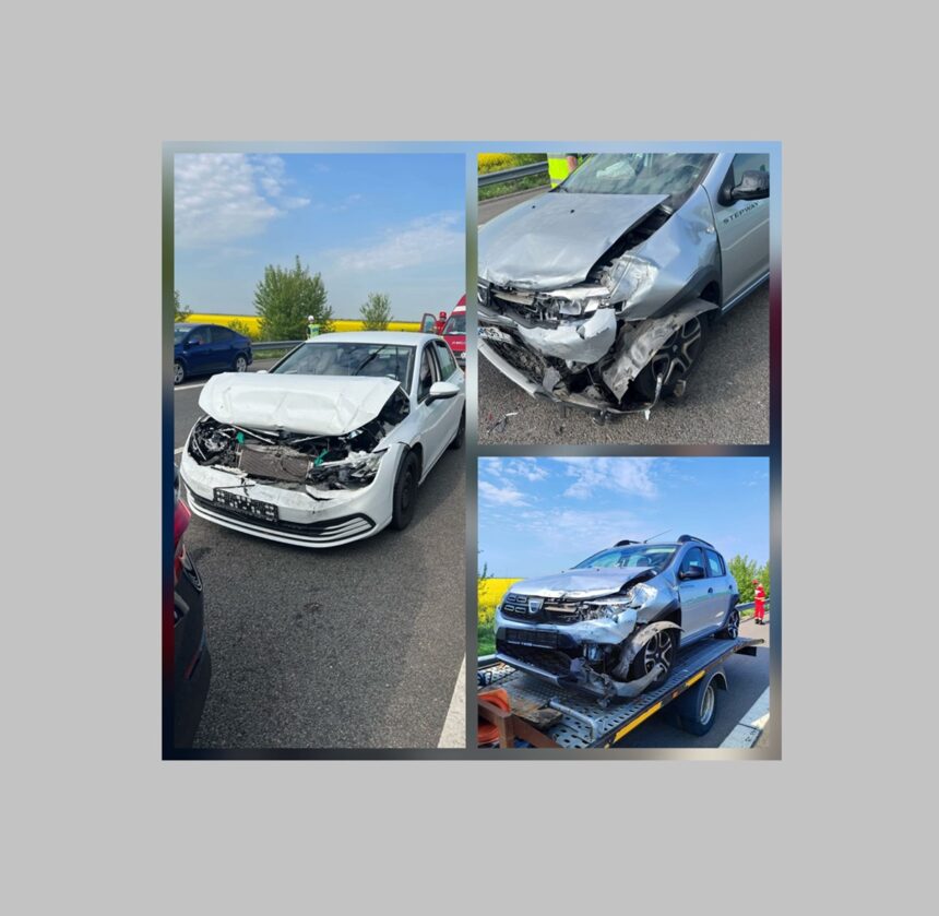 foto accident cu sase masini pe autostrada a2 sensul bucuresti constanta in autovehicule se aflau 14 adulti si doi copii 6813251a341ba