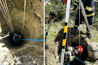 foto video misiune emotionanta de salvare la intrarea in cumpana pompierii au scos un caine dintr un canal adanc si l au redat stapanului 682c59ba0896b