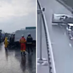 video accident grav de pe a1 arad momentul in care un autotren un microbuz si autoutilitara de 35 tone se ciocnesc 68260b2157790