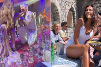 video robbie williams in genunchi in fata madalinei ghenea gestul facut de artist la o petrecere exclusivista 68258ea64741a