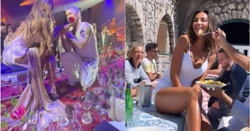 video robbie williams in genunchi in fata madalinei ghenea gestul facut de artist la o petrecere exclusivista 68258ea64741a