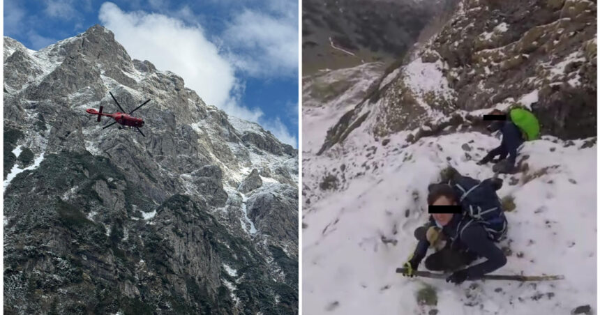 videofoto traseele montane periculoase inca avertismentul salvamontistilor dupa ce patru turisti din belgia au ramas blocati in bucegi 68308977e7d4b