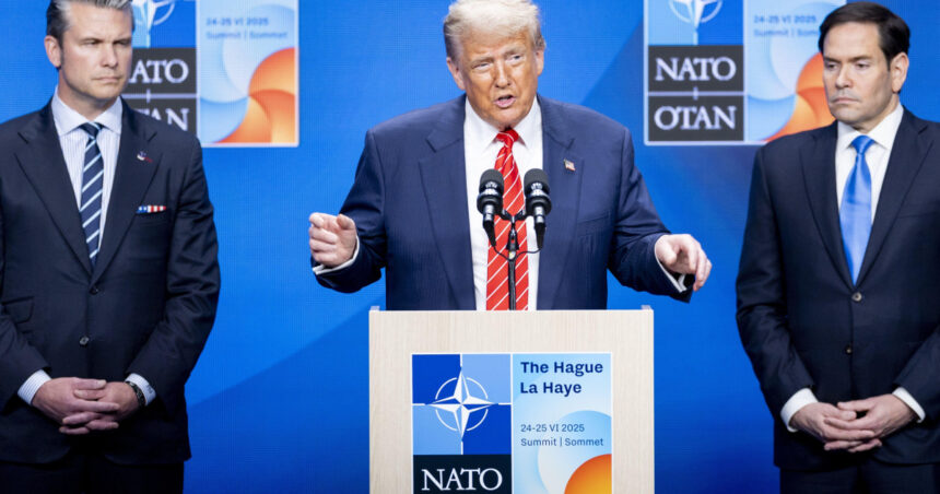 donald trump discurs dupa summitul nato de la haga ce a spus presedintele sua despre apararea europei vladimir putin si iran 685c187579712