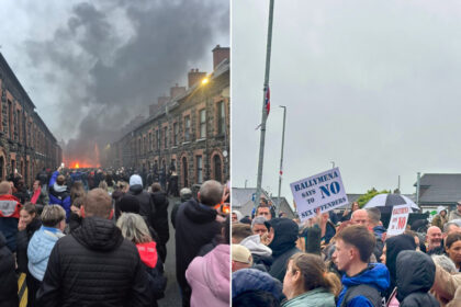 video case incendiate si violente in strada in irlanda de nord dupa ce doi baieti romani de 14 ani au fost arestati preventiv pentru viol 6847da1edc3f8