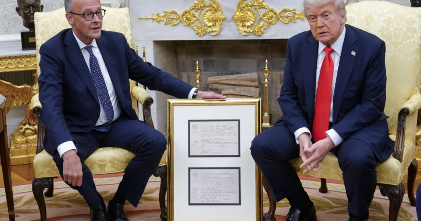 video friedrich merz i a facut cadou lui trump certificatul de nastere al bunicului sau friedrich trump un nume german serios 684203447b03c