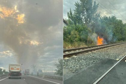 galerie foto trafic deviat de pe autostrada a2 din cauza incendiilor de vegetatie circulatia spre bucuresti oprita intre sarulesti si lehliu 686fe82f5d137
