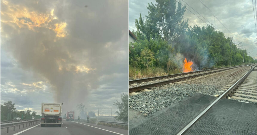 galerie foto trafic deviat de pe autostrada a2 din cauza incendiilor de vegetatie circulatia spre bucuresti oprita intre sarulesti si lehliu 686fe82f5d137