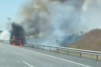 o masina a luat foc pe autostrada a2 bucuresti constanta 68669edcbd0fb