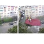 video momentul in care un acoperis este smuls de vant si aruncat peste mai multe masini 68862da3e2dfe