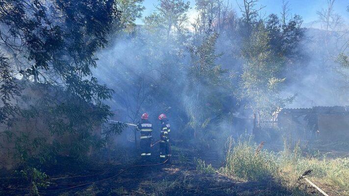 foto incendiu in localitatea mahmudia extins de la vegetatie uscata la anexe gospodaresti 68a77b22651aa