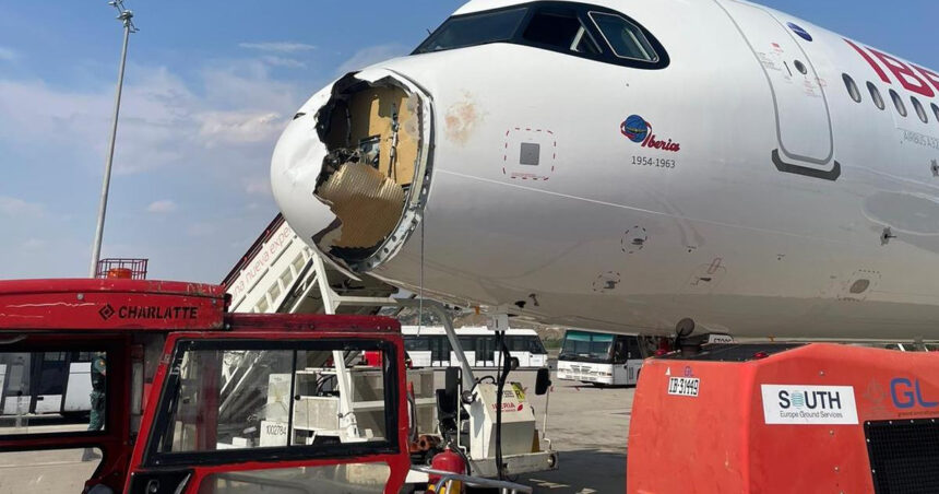 video un avion iberia spre paris s a intors de urgenta la madrid dupa ce a lovit un vultur in zbor 6891e6f790785