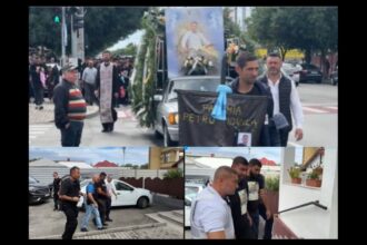 barbatul ucis in timpul confruntarii dintre doua grupuri de rromi condus pe ultimul drum suspecti incatusati escortati de politie la slujba de inmormantare 68cacc92a3676