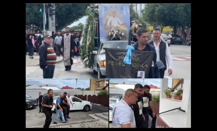 barbatul ucis in timpul confruntarii dintre doua grupuri de rromi condus pe ultimul drum suspecti incatusati escortati de politie la slujba de inmormantare 68cacc92a3676