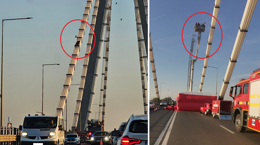 foto circulatia pe dn 39 este blocata din cauza unui barbat care ameninta ca se arunca de pe podul de la agigea 68be68eb715fc