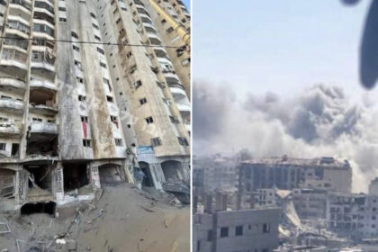 video inca un bloc turn a fost distrus de armata israeliana in gaza vineri o alta cladire a fost demolata 68bc468fcb845