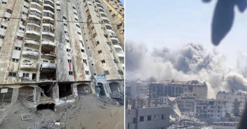 video inca un bloc turn a fost distrus de armata israeliana in gaza vineri o alta cladire a fost demolata 68bc468fcb845