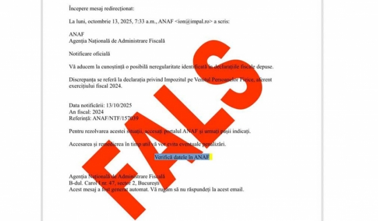 Atenție: Mesaje înșelătoare se prezintă sub sigla ANAF! 1 anaf avertizeaza emailuri false circula in numele institutiei 68edee6b66bdb