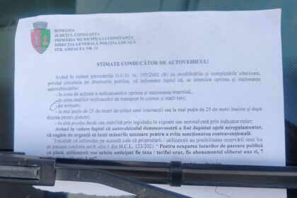 ce au gasit in parbrize soferii care si au parcat masinile pe trotuarul de pe strada primaverii din constanta va rugam de urgenta sa luati masurile necesare pentru a evita sanctionarea contraventiona 691ccfc17ba2b