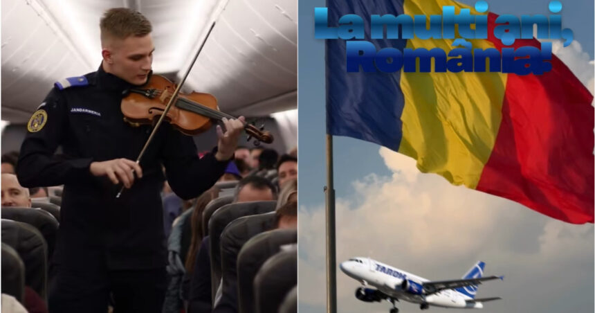 video moment emotionant la 10 000 de metri un jandarm a cantat la vioara imnul romaniei in avion 692c5632d2920