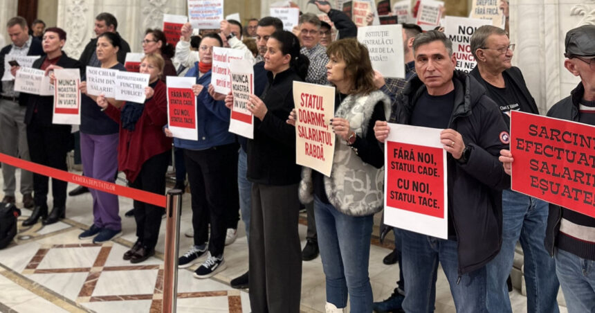 video protest al angajatilor din parlament nemultumiti de taierile de salarii ministrul dezvoltarii ii asigura ca nu vor fi afectati 691c803580c62