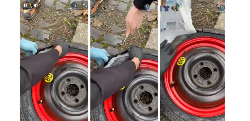 video traficant prins de politisti cu sute de grame de stupefiante ascunse in roata de rezerva 6929d8252495b