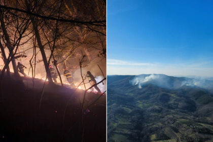 videofoto incendii puternice de vegetatie in doua judete din tara zeci de hectare distruse de flacari elicoptere black hawk trimise in sprijin 69b696145bbe6