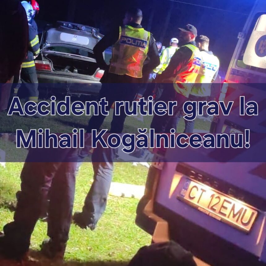 accident rutier grav la iesire din mihail kogalniceanu stalp prabusit peste o masina 69ebbda7e7899