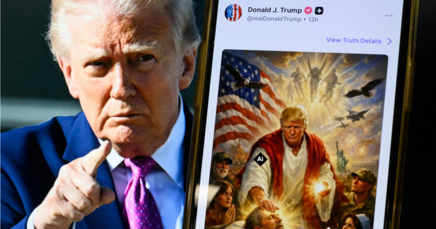 adevarul despre figura satanica cu cap de capra din imaginea lui trump in chip de iisus ce naiba e creatura aia din mijloc 69e7058486d0d