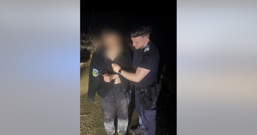 video tanar salvat de jandarmi dupa ce a fost fugarit de un urs el si a aruncat lucrurile si motocicleta pentru a scapa de animal 69e39326466b0