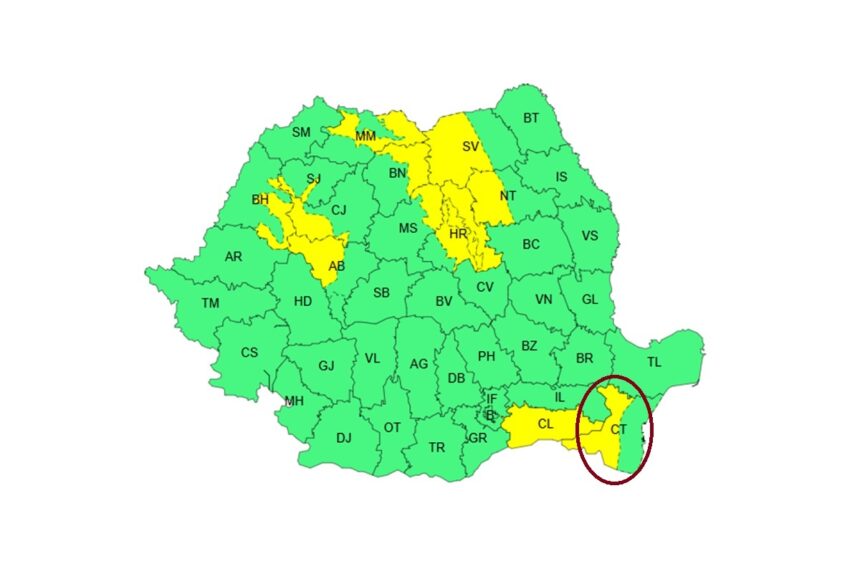 alerta meteo pentru o parte a judetului constanta anm a emis cod galben iata ce fenomene sunt asteptate 6a22fc79d466b