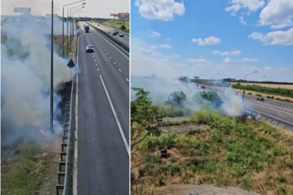 incendiu pe marginea autostrazii a2 in zona iesirii catre drajna 6a3d2cf1e2958