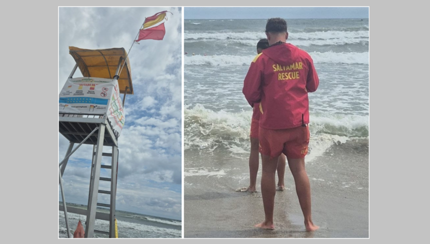 foto atentie steagul rosu care interzice scaldatul arborat de salvamari pe plaja mamaia 6a61de93d79f3