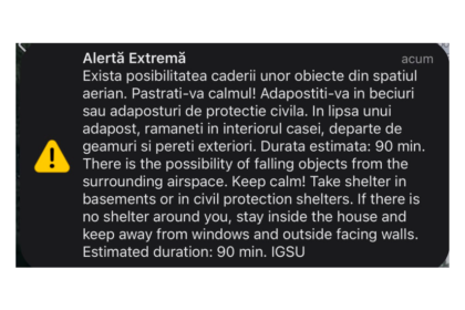 locuitorii din judetul tulcea avertizati din nou prin mesaj ro alert despre posibilitatea caderii unor obiecte din spatiul aerian 6a6f3ed3ba590