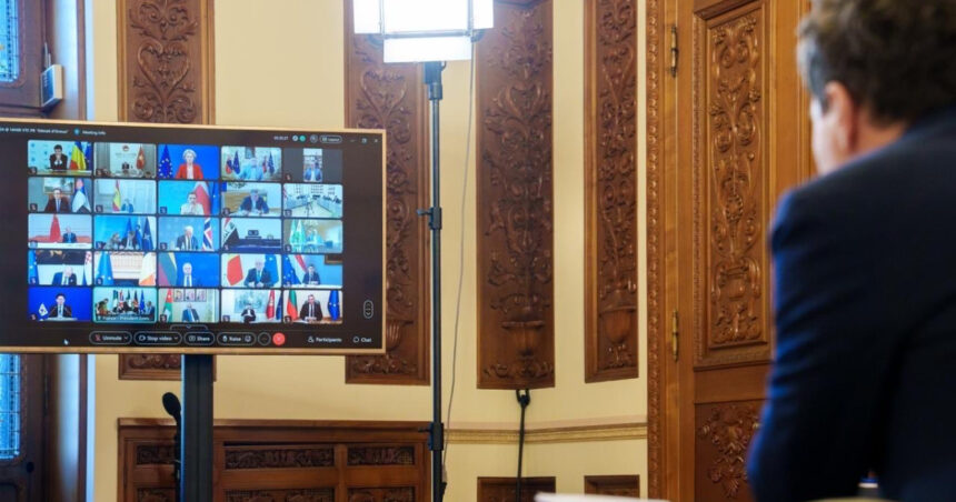 presedintele nicusor dan participa luni prin videoconferinta la reuniunea coalitiei de vointa pentru ucraina 6a8be28b0e842