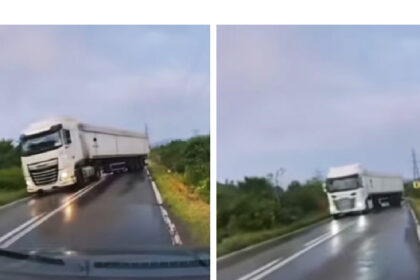video incredibil un sofer din tulcea si a vazut moartea cu ochii doua tiruri au derapat in fata lui unul dupa altul 6a9282ec98b98