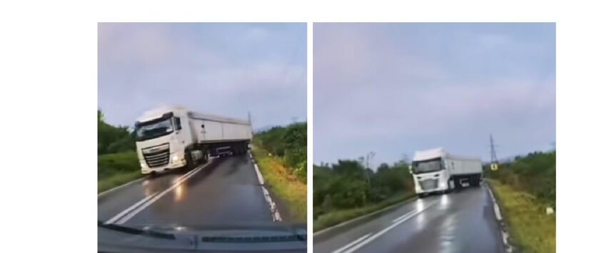 video incredibil un sofer din tulcea si a vazut moartea cu ochii doua tiruri au derapat in fata lui unul dupa altul 6a9282ec98b98