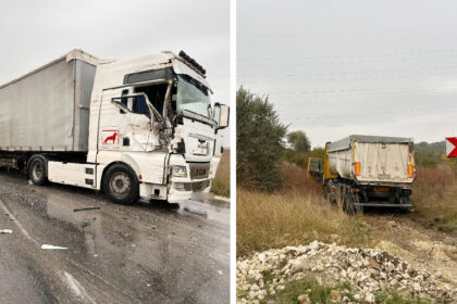 foto accident rutier pe dj381 intre valea dacilor si medgidia doua tiruri s au ciocnit circulatia este blocata 6aba75d887eb4