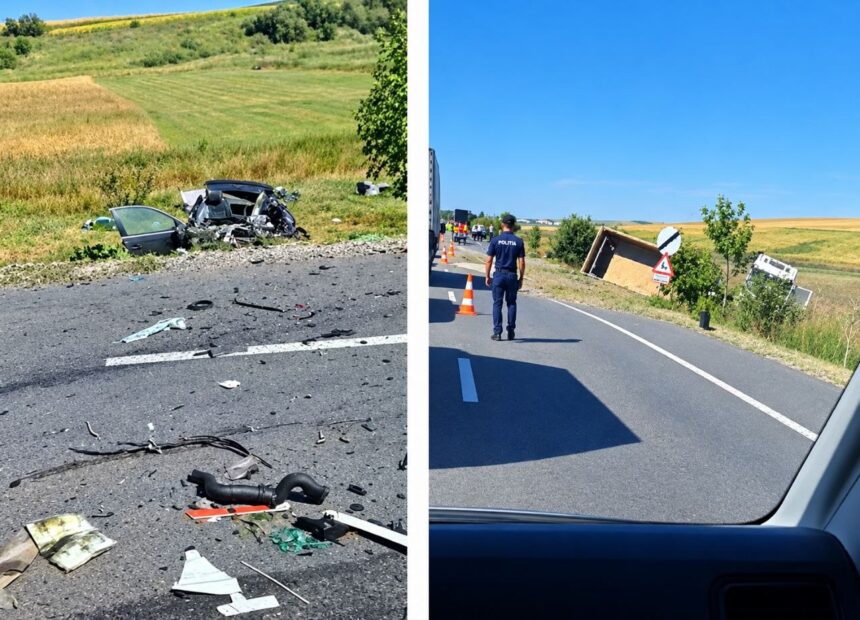 video un camion s a rasturnat peste un autoturism o persoana a decedat 6aa13f5a58485