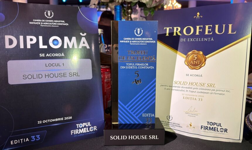 foto compania solid house srl distinsa cu locul 1 la categoria constructii si un trofeu de excelenta la gala topul firmelor din judetul constanta 2026 organizata de ccina 6ada63a46b16f